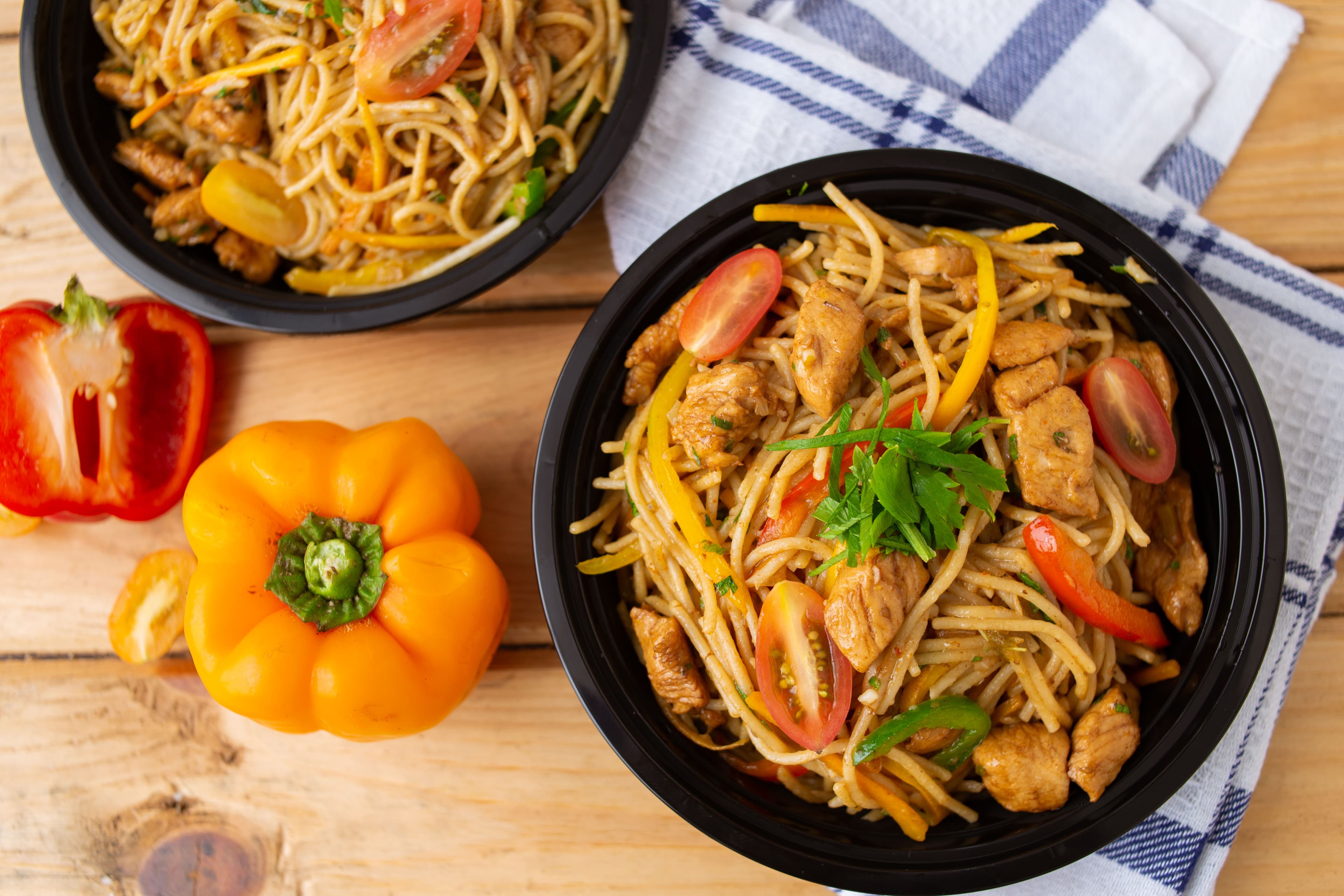 Chef Rej's signature shredded chicken pasta